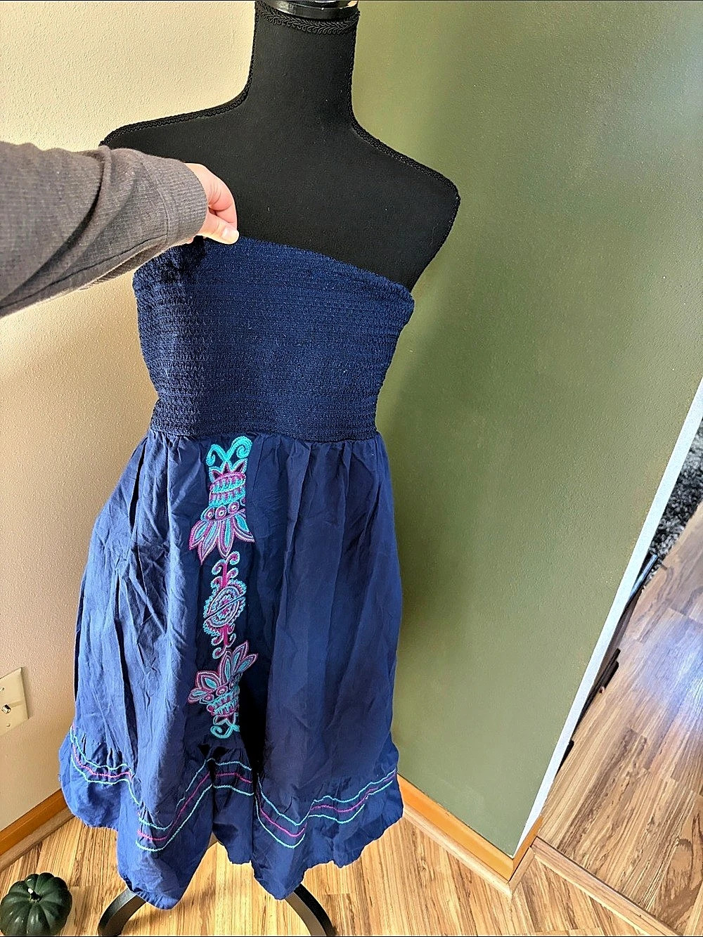 Lane Bryant Embroidered Mini Dress in Blue